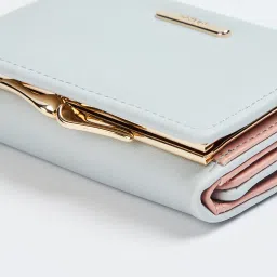 Ginger by Lifestyle Grey Embroidered Tri-Fold Wallet for Women image 4