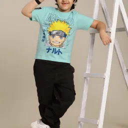 Kidsville Naruto Printed Regular Fit Mint Green T-Shirt For Boys image 4