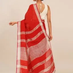 Jaypore Red Silk Hand Woven Saree image 2