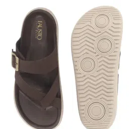 FAUSTO Men's Brown Cross Strap Sandals image 4