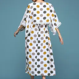 showoffff SHOWOFF White Polyester Geometric Kaftan Dress image 4