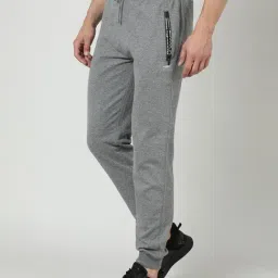 Crocodile Grey Melange Cotton Solid Slim Fit Joggers image 4
