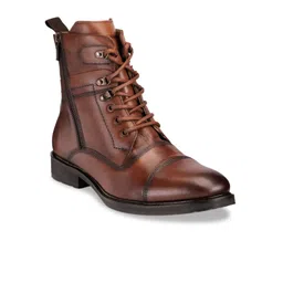 Teakwood Leathers Men Brown Solid Leather High-Top Flat Boots-image-99