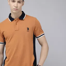 U.S. Polo Assn. Colourblocked Polo Collar Pure Cotton Slim Fit T-shirt-picture-13
