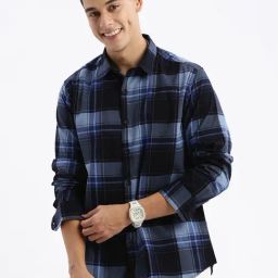 showoffff Showoff Navy Cotton Slim Fit Checks Shirt-picture-10