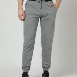 Crocodile Grey Melange Cotton Solid Slim Fit Joggers-picture-12