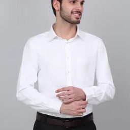 Cantabil White Cotton Regular Fit Solid Formal Shirt-picture-16