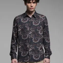 Jack & Jones Black Slim Fit Floral Print Shirts-picture-16