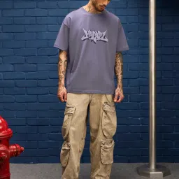 The Souled Store Purple Cotton Oversized Graphic Print T-Shirts image 4