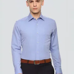 Louis Philippe Blue Cotton Regular Fit Texture Shirt-picture-35