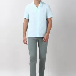 Peter England Blue Cotton Regular Fit Striped Shirt image 5