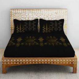 Spaces Rangana Swarna Printed Brown 210 TC Cotton Double Bedsheet with 2 Pillow Covers-picture-39