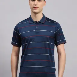 Monte Carlo Navy Regular Fit Striped Polo T-Shirt-image-30