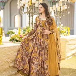 ZestLeaf Printed Ethnic Dress With Dupatta-picture-14