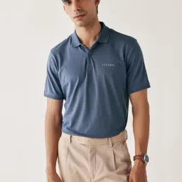 Andamen Blue Regular Fit Solid Polo T-Shirt-picture-34