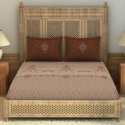 Spaces Rangana Rotary Printed Brown 210 TC Cotton Double Bedsheet with 2 Pillow Covers-picture-47