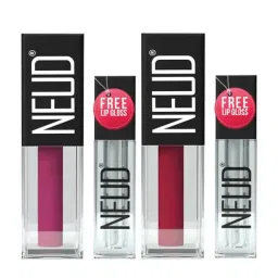 Neud Matte Liquid Lipstick Combo Peachy Pink & Quirky Tease with Two Lip Gloss Free-picture-20