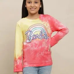 Kidsville Barbie Printed Multi Color Tshirt For Girls-picture-16