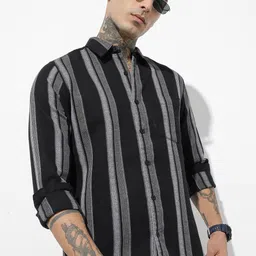 The Roadster Life Co. Pure Cotton Vertical Striped Waffle Weave Casual Shirt-picture-29