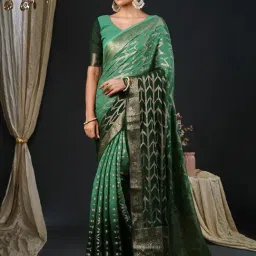 Saree Mall Green Woven Sarees With Unstitched Blouse-image-62