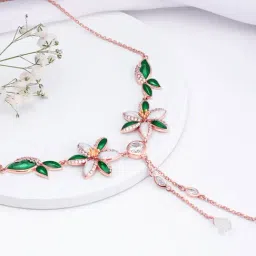 GIVA 925 Sterling Silver Bhumi Rose Gold Trillium Necklace For Women-picture-19