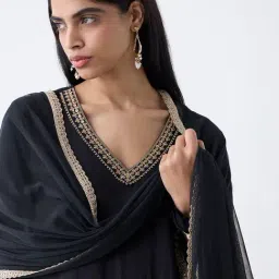 Vark by Westside Black Embroidered A-Line Ethnic Set image 4