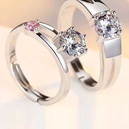 meenaz MEENAZSilver-Plated & AD-Studded Couple Rings-picture-49