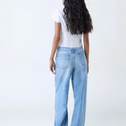 nuon women Nuon by Westside Light Blue Relaxed-Fit High-Rise Jeans image 2