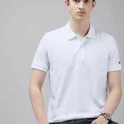 Arrow Floral Printed Polo Collar Pure Cotton T-shirt-picture-33