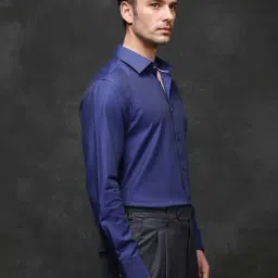 Rare Rabbit Navy Regular Fit Solid Shirt image 3