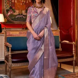 Saree Mall Lilac Woven Sarees With Unstitched Blouse-picture-11