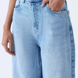 nuon women Nuon by Westside Light Blue Relaxed-Fit High-Rise Jeans image 4