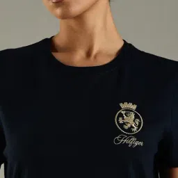 TOMMY HILFIGER Navy Embroidered Logo Regular Fit T Shirt image 5