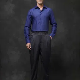 Rare Rabbit Navy Regular Fit Solid Shirt image 5