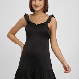Forever 21 Black Cotton A-Line Dress-picture-21