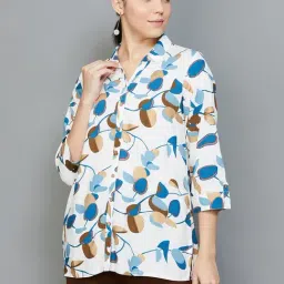 Melange by Lifestyle Off-White Floral Print Shirt-image-67