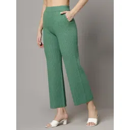 Mafadeny Green Relaxed Fit Striped Palazzo image 4