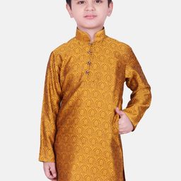 SG YUVRAJ Boys Gold-Coloured Woven Design Straight Kurta-picture-3
