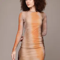 The Roadster Lifestyle Co. Tie & Dye Dyed Ruched Sheath Mini Dress-picture-29