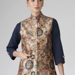 Vastraa Fusion Women Floral Printed Nehru Jackets image 4