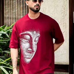 AUSK Men Graphic Printed Round Neck Cotton Oversized T-shirt image 5