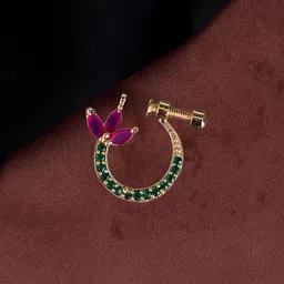 Opal Touch Gold-Plated Cubic Zirconia Studded Stud Nosepin image 3