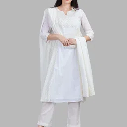 Autumn Hues Notch Neck Anarkali Kurta With Trousers And Dupatta-picture-31