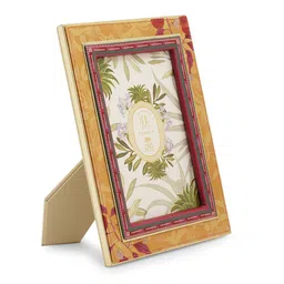 Pure Home and Living Yellow & White Floral Printed Faux Leather Table Photo Frame image 2