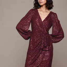 Label Ritu Kumar Embellished Bishop Sleeves Wrap Dress image 1