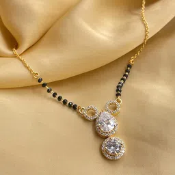 wynona american diamond short gold plated katrina kaif wedding mangalsutra for women image 5