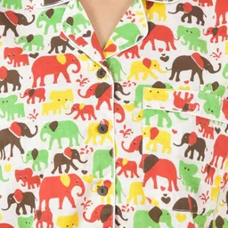 KAVERI KREATIONS Cotton Night Suit for Women & Girls | Elephant Printed Co-ord Set of Short Sleeve Top and Shorts, Soft & Breathable Loungewear, Comfortable Sleepwear for Summer Nights image 5