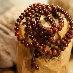 Mamta Handicrafts Sandalwood Mala 108 Beads Original |lal Chandan mala 108+1 Original Beads | for Wearing and Japa | Red - 1pc | 12 MM image 2