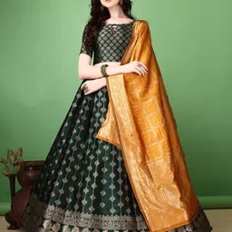 SWAMI STUDIO Ready to Wear Lehenga & Unstitched Blouse With Dupatta image 5