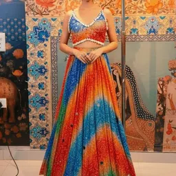 Rajni Collection Embroidered Mirror Work Ready to Wear Lehenga & Choli-image-6